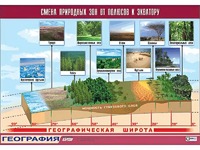 Таблица демонстрационная "Смена природных зон от полюсов к экватору" (винил 70*100) - fgospostavki.ru - Белгород