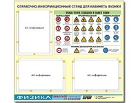 Стенд информационный "Правила техники безопасности в кабинете физики" (75*70, 3 кармана) - fgospostavki.ru - Белгород