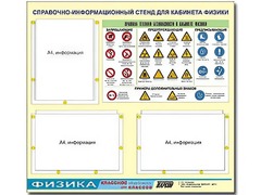 Стенд информационный "Правила техники безопасности в кабинете физики" (75*70, 3 кармана) - fgospostavki.ru - Белгород