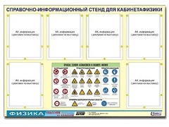 Стенд информационный "Правила техники безопасности в кабинете физики" (80х110, 6 карманов) - fgospostavki.ru - Белгород