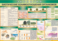 Таблица "Биотические взаимоотношения организмов" (100х140 сантиметров, винил) - fgospostavki.ru - Белгород