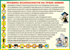 Таблица "Правила безопасности на уроке химии" (100х140 сантиметров, винил) - fgospostavki.ru - Белгород