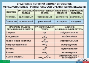 Таблица. Сравнение понятий изомер и гомолог. Функциональные группы классов органических веществ. - fgospostavki.ru - Белгород