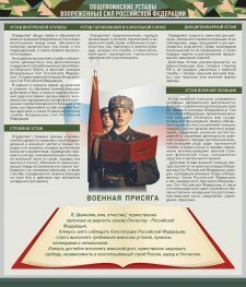 Стенд "Уставы. Закон военной службы. Военная присяга" - fgospostavki.ru - Белгород