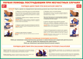 Таблица "Порядок действий при внезапной смерти" (100х140 сантиметров, винил) - fgospostavki.ru - Белгород