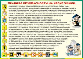 Таблица "Правила безопасности на уроке химии" (100х140 сантиметров, винил) - fgospostavki.ru - Белгород