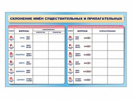 Фрагмент (демонстрационный) маркерный (двухсторонний) "Склонение имен существительных и прилагательных" - fgospostavki.ru - Белгород